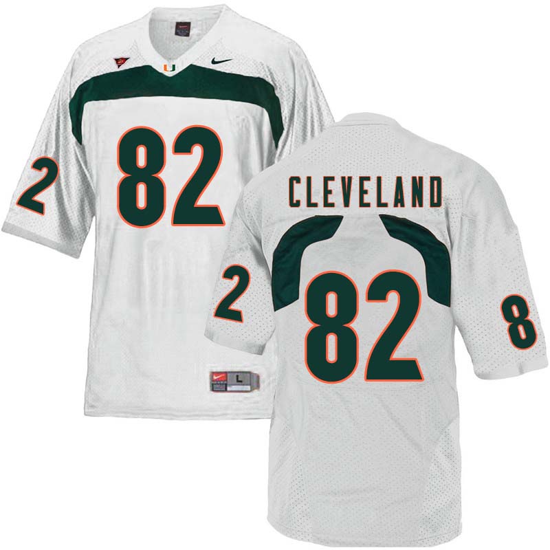 Nike Miami Hurricanes #82 Asante Cleveland College Football Jerseys Sale-White